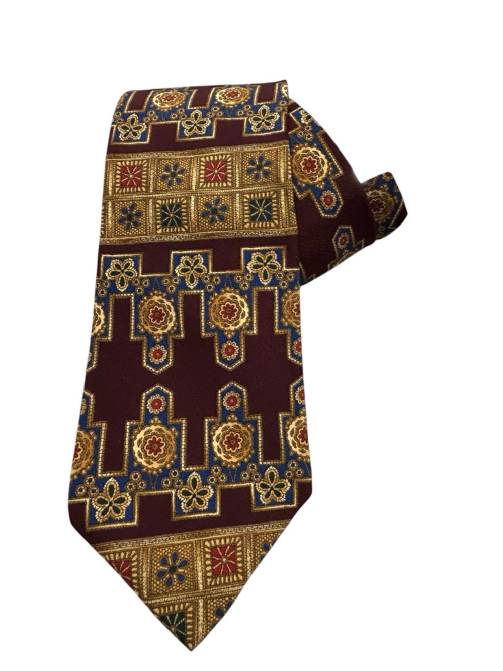 Metropolitan Museum of‎ Art Gold Burgundy Imported Silk Neck Tie